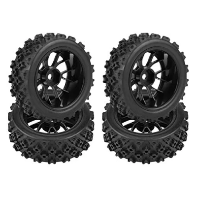 Immagine di Rc 1:10 Pneumatici di Ricambio, 4 Pezzi/Set Pneumatico Fuoristrada da Corsa in Gomma Cerchio Ruota per Hsp Redcat Exceed Traxxas Tamiya Hpi 1/10 Auto(Nero)