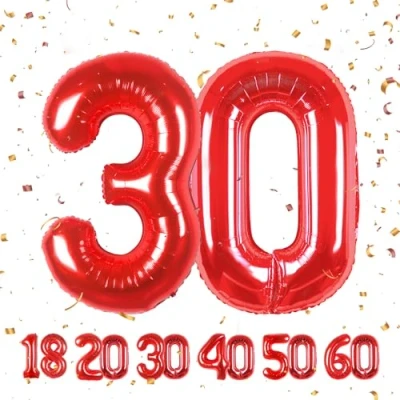 Immagine di Palloncini compleanno 30 anni 40 pollici Decorazioni Rosso di un ragazzo e una ragazza Pallone gonfiabile in foil