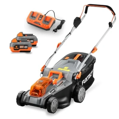 Immagine di FUXTEC Tagliaerba elettrico a batteria 40V (2x20V) E2RM43 Set batterie e caricabatterie Larghezza di taglio 43cm, Altezza variabile, Tosaerba batteria, Senza fili