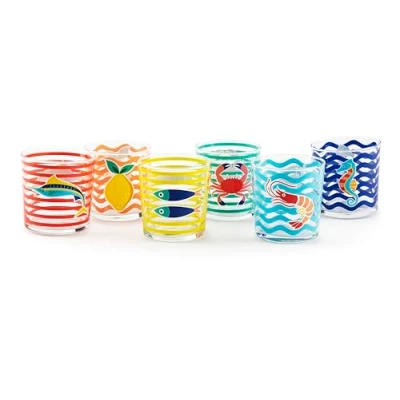 Immagine di Excelsa Corfù Set 6 Bicchieri Acqua, Vetro Decorato, Capacità 350 ML, Diametro 8,5 CM