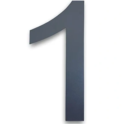 Immagine di MOLVCE numero civico in acciaio inox Altezza: 20 cm, Moderna targa esterno RAL 7016 antracite, spessore 2 mm, metallo di strada Arial, 1