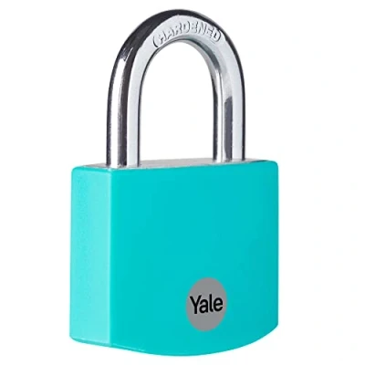 Immagine di Yale Lucchetto in alluminio YE3B/32/116/1/TE verde acqua, corpo 32mm, arco acciaio, 3 chiavi