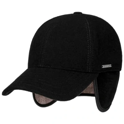 Immagine di Stetson Vaby Earflap Fullcap con Cachemire Uomo Berretto Visiera e coprinuca da Baseball paraorecchie Cappellino in Lana Autunno/Inverno Nero S (54 55 cm)