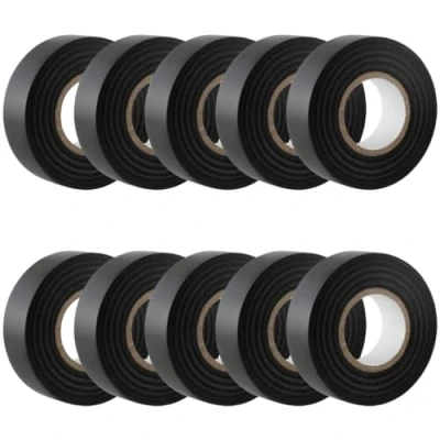 Immagine di GTSE Nastro isolante nero 19 mm x 20 m Robusto ed autoadesivo Per proteggere, unire e riparare cavi 10 rotoli