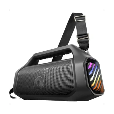 Immagine di soundcore Boom 2 Plus Cassa Bluetooth Potente per esterni, 140W, 2+2 canali stereo, BassUp 2.0, 5.3, 30W ricarica rapida, 20 ore di riproduzione, IPX7, luci RGB, USB C, EQ personalizzata