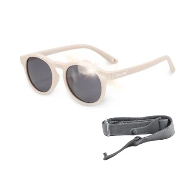 Immagine di Maesy Occhiali da sole per bambini Bowi 1 3 anni Flessibili Cinturino elastico regolabile Protezione polarizzata UV400 e bambine rotondi (Beige ecru)