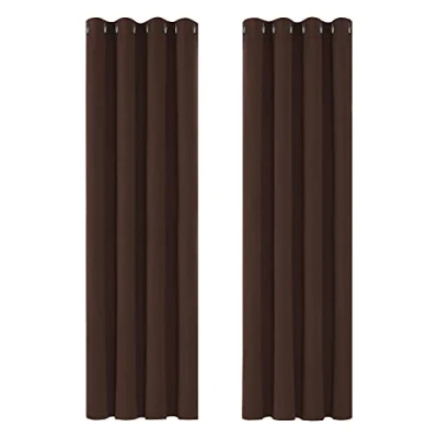Immagine di Deconovo Tende per Interni Oscuranti 2 Pezzi 200 CM Altezza, Camera da Letto Coprente Moderne con Occhielli, 140x200 (Larghezza x Altezza), Cioccolato