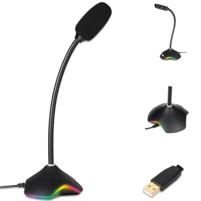 Immagine di KLIM Rhapsody Microfono PC RGB + USB per Migliore Qualità del Suono Registrazione Vocale, Riconoscimento Streaming, YouTube, Podcast Gaming Windows Mac PS4 PS6