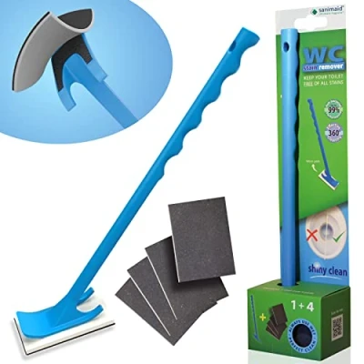 Immagine di Sanimaid Pietra Pomice Per Wc Smacchiatore Toilette Rimuove Il Calcare E Le Macchie Di Acqua Dura Nella Tazza Del Water Impugnatura Antibatterica Semplice, Igienico Ed Efficace