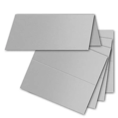 Immagine di FarbenFroh by GUSTAV NEUSER 50 segnaposto in argento (iridescente) 4,5 x 10 cm bianco doppio biglietto come e per matrimoni feste
