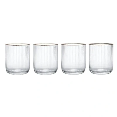 Immagine di Mikasa Sorrento Set di 4 calici senza stelo, con bordo dorato e forma ampia, 380 ml, trasparenti piombo, design elegante per le celebrazioni