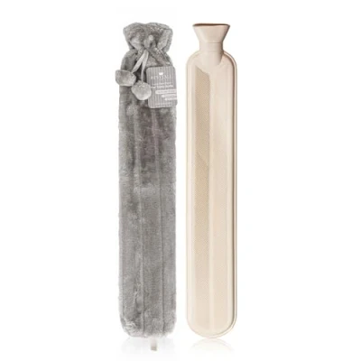 Immagine di Revitale Copribottiglia d&#039;acqua calda extra lunga, con pon pon, 72 cm, 2 l, colore: Grigio ardesia