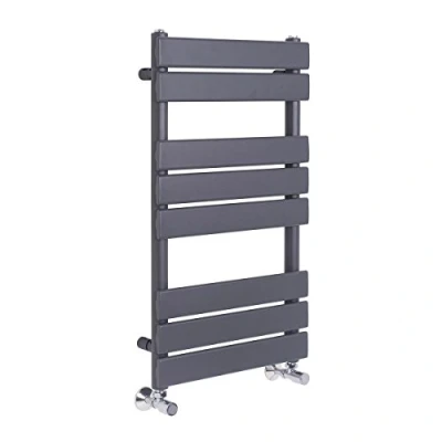 Immagine di WarmeHaus scaldasalviette riscaldato a schermo piatto, con diametro del tubo di 68 mm, grigio antracite, scaletta da bagno, 800 x 450 mm