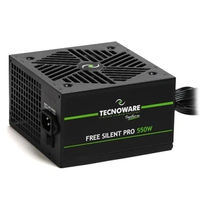 Immagine di Tecnoware Alimentatore Free Silent PRO 550 per PC Evoluti con Scheda Grafica NVIDIA GeForce GTX RTX, Ventola Silenziosa, connettori PCI E, CPU 4+4, SATA, Molex