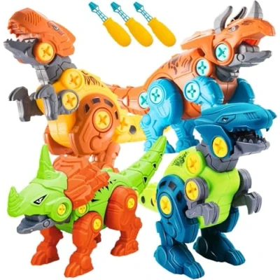 Immagine di STAY GENT Dinosauri Giocattoli per Ragazzi, 4 Assemblare Confezioni DIY Dinosauro da Costruzione con Cacciaviti STEM Regali di Natale Apprendimento Giochi Regalo Bambini 3 5 6 7 Anni