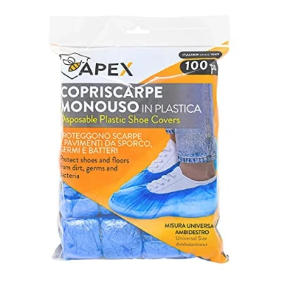 Immagine di Apex Copriscarpe Monouso 100 pezzi in plastica Usa e Getta, misura universale