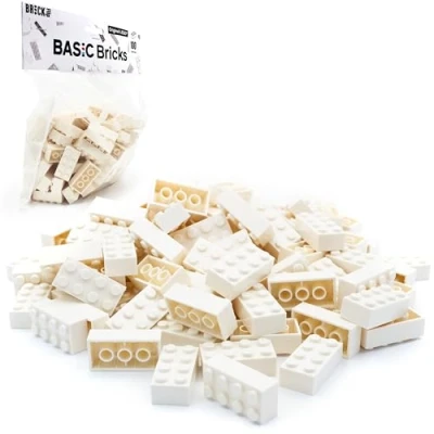 Immagine di LEGO 2x4 Mattoncini Classic, Bianchi, 100 pezzi Parti singoli nella confezione grande, mattoni basici Basic Bricks (3001)