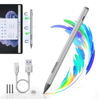 Immagine di Surface Pen per Microsoft Pro 11/10/9/X/8/7+/7/6/5/4/3 [Ricaricabile, Magnetica] Penna Book 3/2/1, Go 4/3/2/1/Laptop Studio con 4096 sensibilità pressione