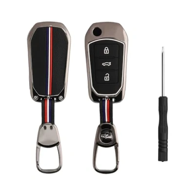 Immagine di kwmobile Cover Chiavi Compatibile con Peugeot Citroen 3 Tasti Smartkey (Keyless Go) Coprichiavi Copri Chiave Auto in Silicone e Metallo Portachiavi Bandiera Francese