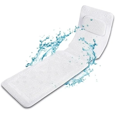 Immagine di VIFERR Tappetino per Vasca da Bagno con Cuscino, Cuscino Materasso Tutto Corpo in Spugna PVC Intero Spa (Bianco, 125 x 36 cm)