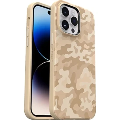 Immagine di OtterBox Cover per iPhone 14 Pro Max, Symmetry+ con MagSafe, resistente a shock e cadute fino 2 metri, sottile, testata 3x vs le norme MIL STD 810G, SAND STORM CAMO