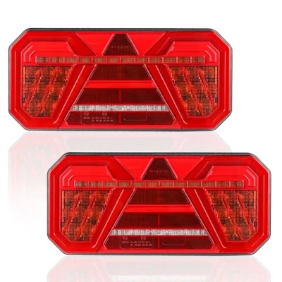 Immagine di AOHEWEI 2 Pezzi Luci Posteriori per Rimorchio 12V/24V Super Luminosi Impermeabili Indicatori di Direzione Freno Coda Retromarcia Riflettore Fendinebbia Camion Roulotte Furgone Trattore