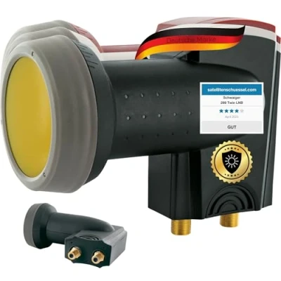 Immagine di SCHWAIGER 340 Twin LNB Low Noise Blockconverter Sun Protect digitale resistente al calore Calotta Accessori parabola per multi switch Protezione dalle intemperie Contatti dorati antracite