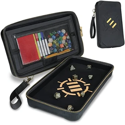 Immagine di ENHANCE Portadadi DND da Tavolo e Vassoio per Dadi Porta Contenitore Un Massimo di 500 Rpg con Design Protettivo Robusto, Interni Morbidi Tasche Organizer (capacità Dadi)