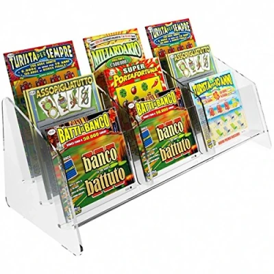 Immagine di DesignPlex Espositore gratta e Vinci da banco in plexiglass Trasparente a 9 Tasche Misure: 36.5 x 15 H14 cm