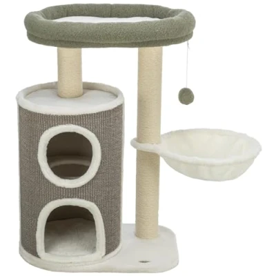 Immagine di TRIXIE Tiragraffi Dante 86 cm in bianco/verde/grigio Albero per gatti a più piani con molte possibilità di graffi e giochi, nonché luoghi ritiro accogliente stabile 44468