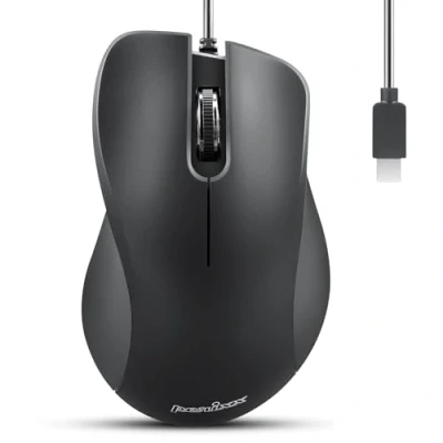 Immagine di Perixx PERIMICE 221C Mouse USB C ergonomico a filo Ottico con 1200 DPI Cavo da 1,5 metri Nero…