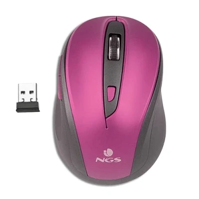 Immagine di NGS EVO MUTE PURPLE Mouse Ottico Senza Fili 2.4GHz, USB per Ordinatore o Laptop Con 5 Pulsanti Silenziosi e Scroll, 800/1600dpi, Viola