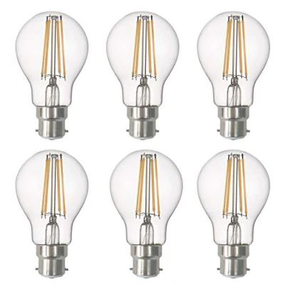 Immagine di SD LUX Lampadine a LED B22 BC filamento, stile vintage, 8 W, 850 lm, A60, senza sfarfallio, baionetta, bianco caldo, 2700 K, non dimmerabili, confezione da 2 [classe energetica A+] (A60 B22)