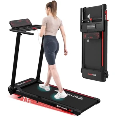 Immagine di CITYSPORTS Tapis Roulant Elettrico Pieghevole 1 12km/h,Tapis Salvaspazio con display a LED,Supporto per app e tablet 360,Tapis Compatto casa ufficio