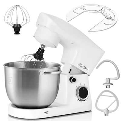Immagine di ZEEGMA PLANEET EASY Robot planetario 1500 W da cucina multifunzionale con ciotola 5,2 L 2 manici, frullatore a 10 velocità gancio, agitatore, frusta, coperchio misure