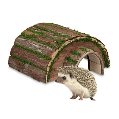 Immagine di Relaxdays Cassetta per Ricci, Legno &amp; Muschio, Rifugio Invernale da Giardino, Resistente alle Intemperie, Naturale