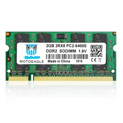 Immagine di DDR2 800MHz SODIMM 2GB PC2 6400S Ram, 2Rx8 Non ECC CL6 200 Pin Memoria Laptop