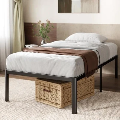 Immagine di Zinus Van Struttura Letto In Metallo Con Gambe Curve, 90 x 190 cm, Altezza 40 Doghe Del Materasso Metallo, Non È Necessaria La Rete, Montaggio Facile, Nero