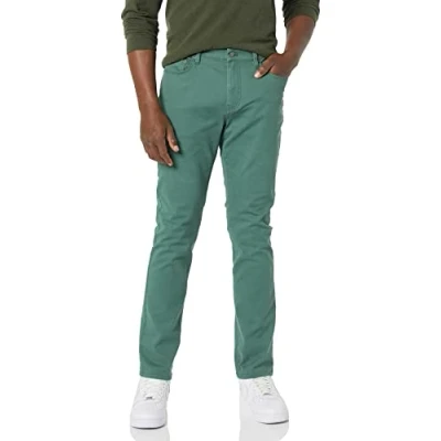Immagine di Amazon Essentials Pantaloni in Twill Elasticizzati con 5 Tasche Slim Uomo, Verde, 31W / 30L