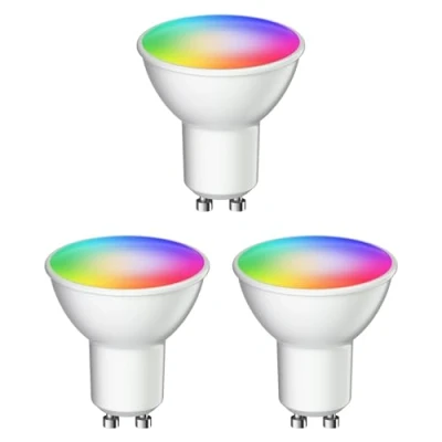 Immagine di ledscom.de 3 lampadine GU10 LED RGB, PAR16, bianco caldo freddo (2900 6200 K), 5,5 W, 473lm, 103, Smart Home, WLAN, Alexa, opaco
