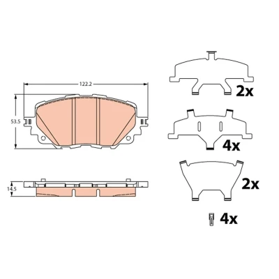 Immagine di TRW GDB2285 Kit pastiglie freno con segnalatore acustico usura accessori MAZDA: MX 5 IV, FIAT: 124 Spider, ABARTH: Spider