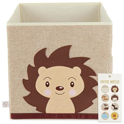 Immagine di BIECO Contenitore Giochi Bambini Motivo Riccio Piksi circa 36L Pieghevole 33x33x33 cm Ceste Porta x Bambino Scatola Contenitori Baule Portagiochi kallax