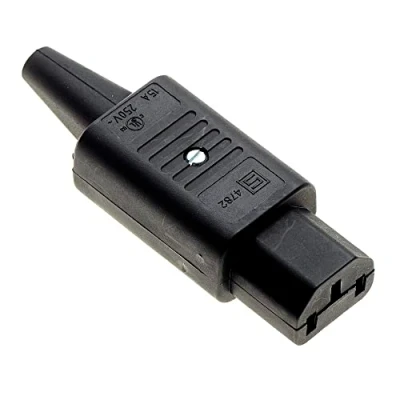 Immagine di Connettore IEC Ricablabile C13, 15A Diritto, Nero Connettori IEC320 C13 a 3 Terminali Femmina Adattatore di Alimentazione Pin in Linea Presa Spina