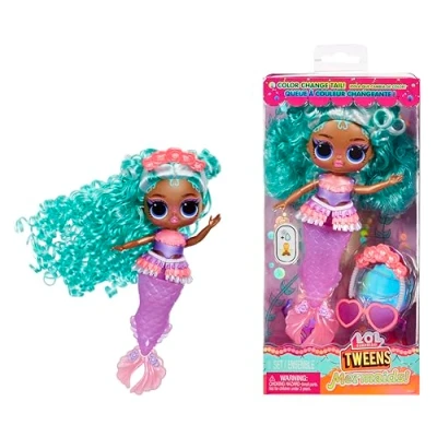 Immagine di L.O.L. Surprise! Tweens Mermaid Serena Finn Bambola alla moda con coda che cambia colore, pinna mobile e bellissimi accessori Età 4+