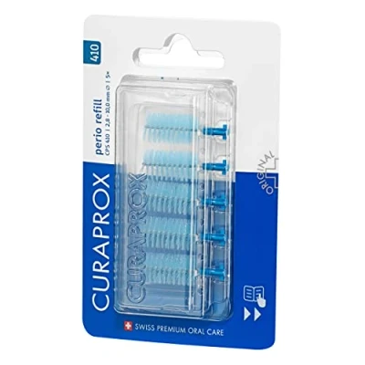 Immagine di Curaprox Interdentalbürsten CPS 410 perio, Refill, 5 Stück, blau, 2.8 mm Durchmesser, 10 Wirksamkeit, Nachfüllpackung ohne Halter