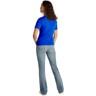 Immagine di Tommy Hilfiger Slim Cody C Nk SS Ww0Ww40587, Top in Maglia a Maniche Corte, Donna, Blu (Noble Blue), XS
