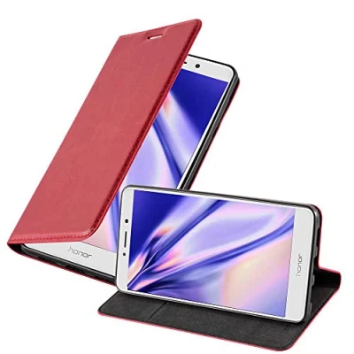 Immagine di Cadorabo Custodia Libro per Honor 6X in Rosso Mela con Vani di Carte, Funzione Stand e Chiusura Magnetica Portafoglio Cover Case Wallet Book Etui Protezione