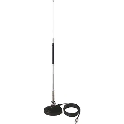 Immagine di Sirio Antenne MINI MAG 27 con base magnetica diam. 90mm, Antenna CB Frequenza 27.5MHz, 50W (CW) Short Time, Stilo Inox Molla, Inclinabile 180, Altezza 0,63mt, cavo 3mt, connettore UHF (PL25
