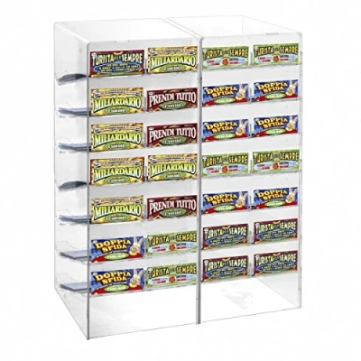 Immagine di DesignPlex Espositore gratta e Vinci da banco in plexiglass Trasparente a 28 Scomparti Misure: 44 x 29 H49 cm