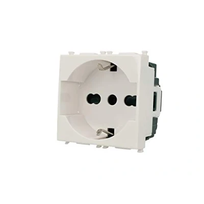 Immagine di Presa Schuko 2P+T 16A Bianco Compatibile CON Vimar Plana